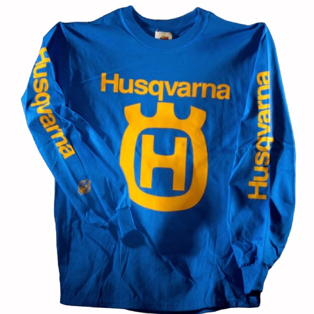 Husqvarna Logo Blue Jersey Long Sleeve T-Shirt - NEW Fast Ship